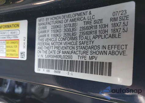 2024 Honda Cr-V Hybrid Sport-L z USA, uszkodzony, nr VIN 5J6RS6H80RL002593